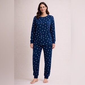 KATE SPADE Navy Blue Pajama Set with Heart Design